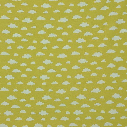 Jersey bawełniany - chmurki na żółtym tle