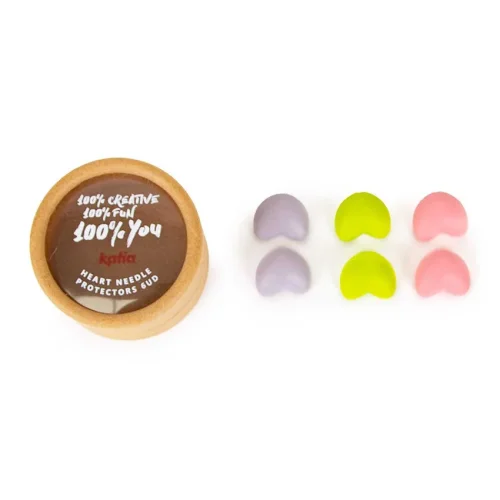 Stopery na druty w kształcie serca, 3 kolory, 6 sztuk