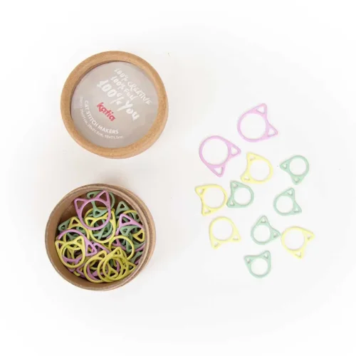 Znaczniki oczek Katia w kształcie głowy kotka, 50 sztuk