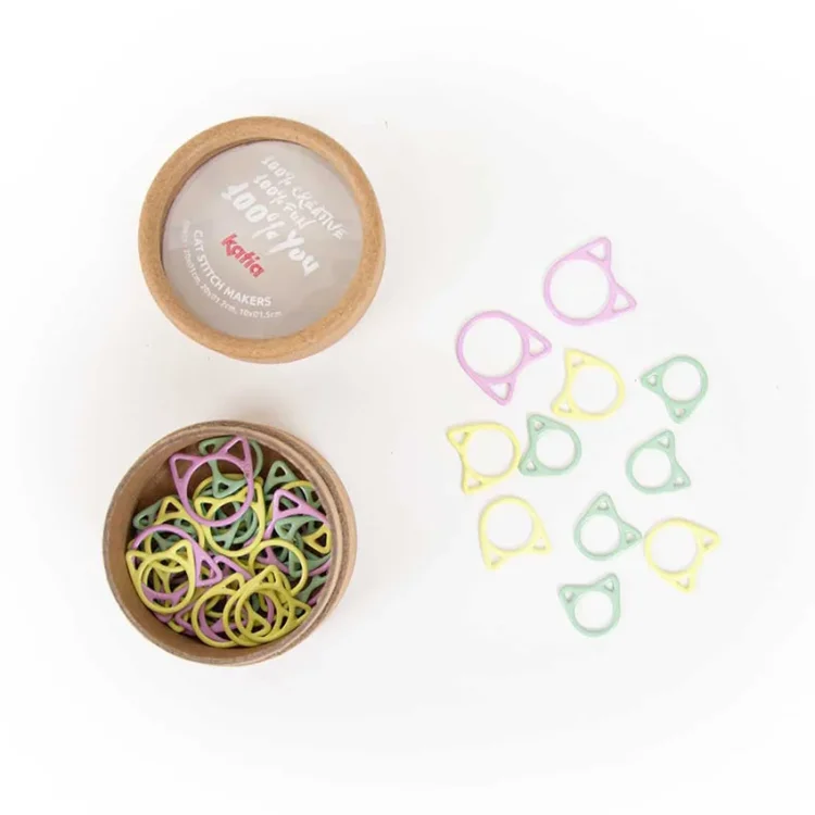 Znaczniki oczek Katia w kształcie głowy kotka, 50 sztuk