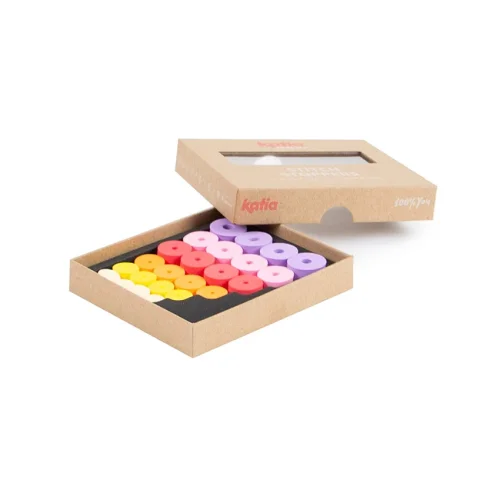 Zestaw 24 kolorowych stoperów na druty z pianki EVA od Katia