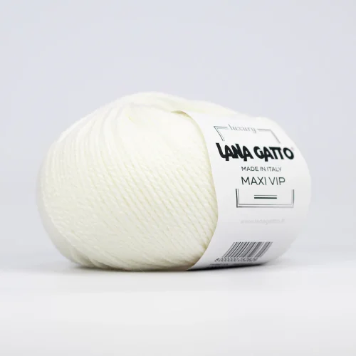 Włóczka Lana Gatto Maxi Vip 10001, merynos z kaszmirem