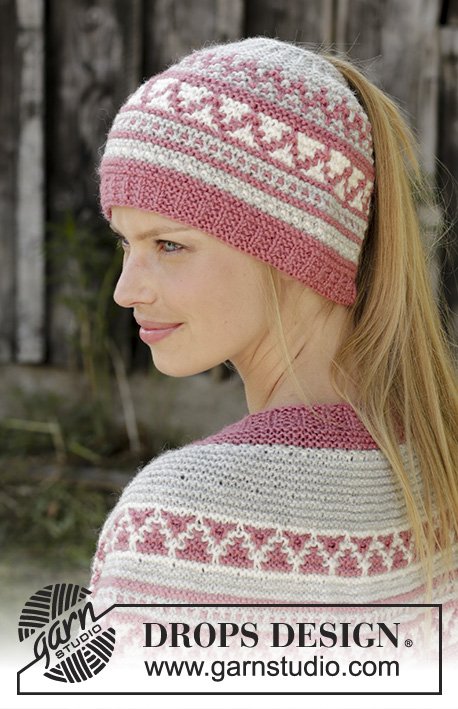 Zestaw na wzór Drops Hint of Heather Hat 1