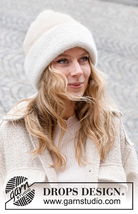 Zestaw na wzór Drops Snowy Peak Hat 2