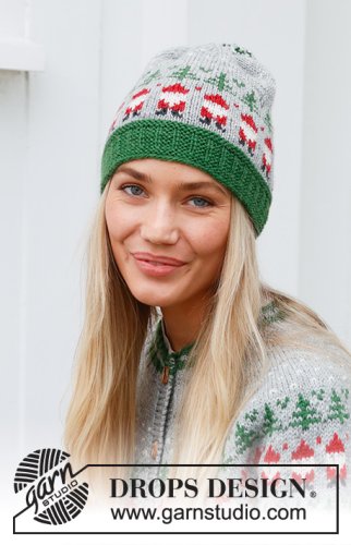 Zestaw na wzór Drops Christmas Time Hat 2