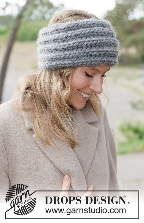 Zestaw na wzór Drops Pebble Patch Headband 2