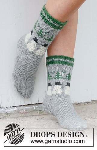 Zestaw na wzór Drops Snowman Time Socks 1