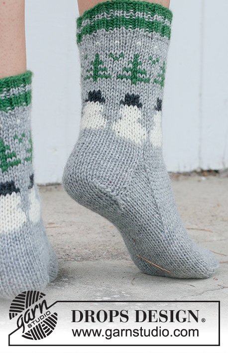 Zestaw na wzór Drops Snowman Time Socks 2