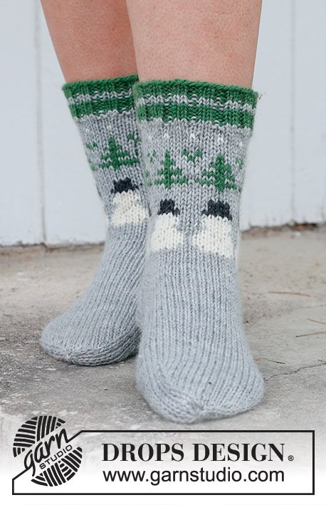 Zestaw na wzór Drops Snowman Time Socks 4