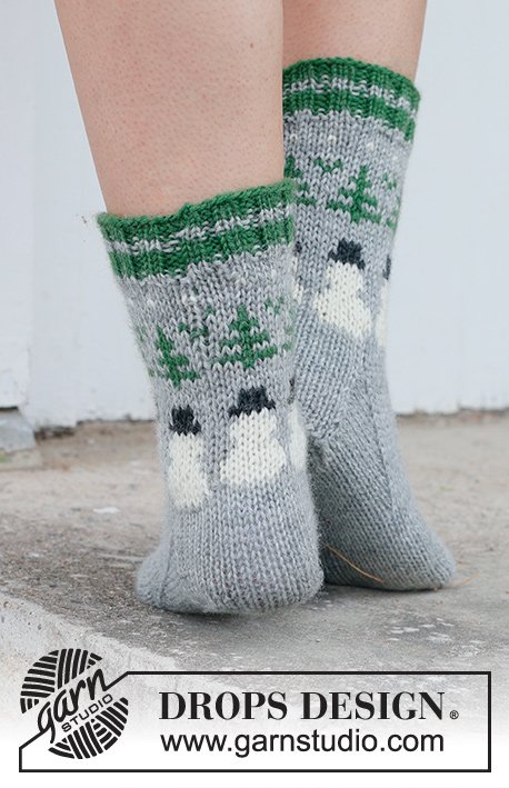 Zestaw na wzór Drops Snowman Time Socks 5