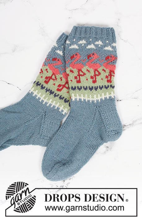 Zestaw na wzór Drops Flamingo Parade Socks 3