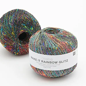 Włóczka Rico Design Make It Rainbow - metalizowana nitka z nopkami