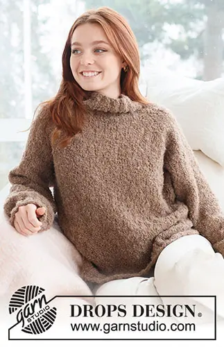 Sweter z włóczki Drops Alpaca Boucle